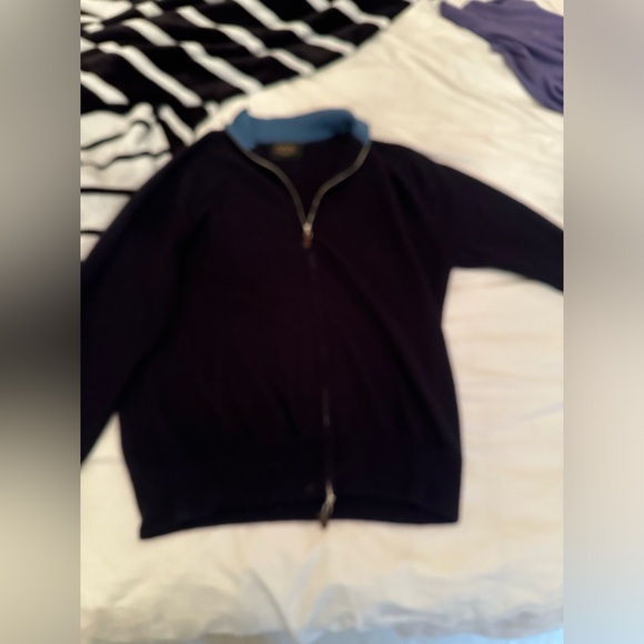 SOLD N. Peal cashmere sweater medium blue and black - Picture 2 of 8